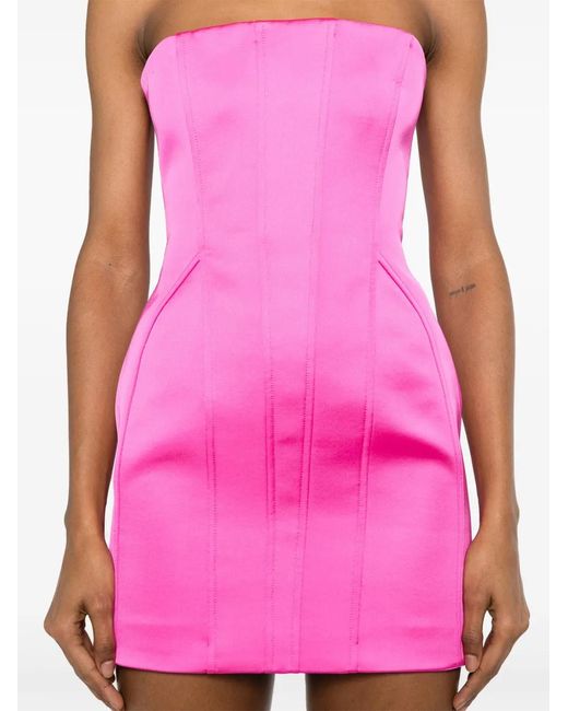 GIUSEPPE DI MORABITO Pink Strapless Satin Mini Dress