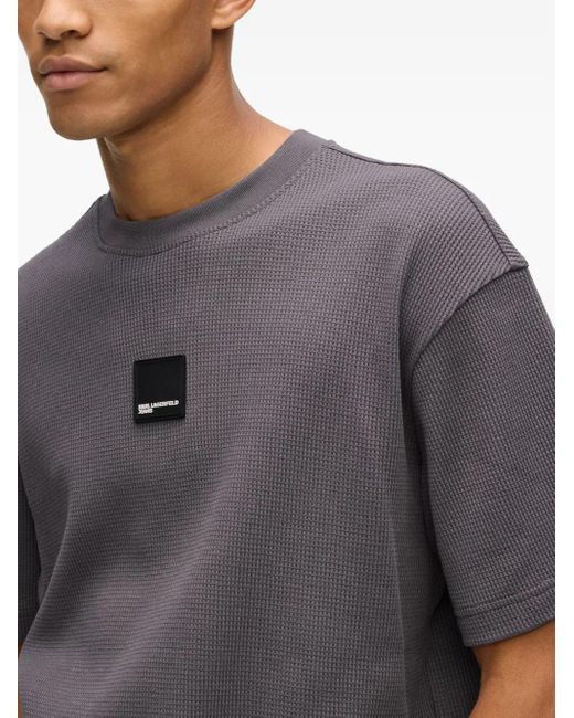Karl Lagerfeld Gray Logo-Patch T-Shirt for men