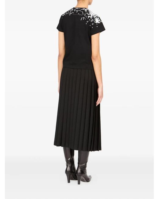 MM6 by Maison Martin Margiela Black Printed Short-Sleeve T-Shirt