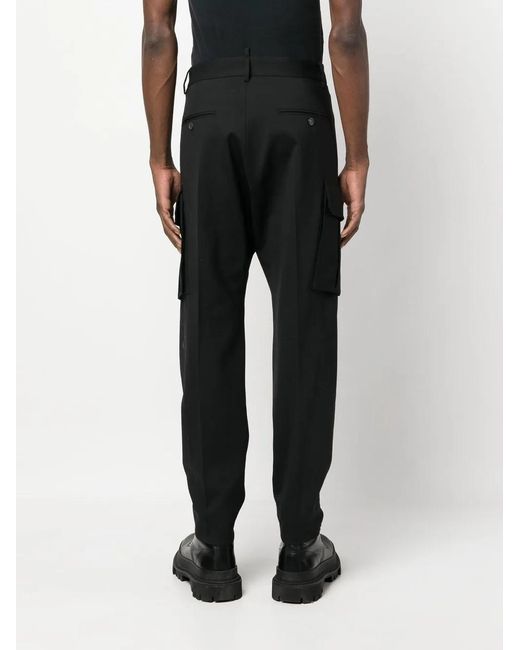DSquared² Black Drop-Crotch Cargo Trousers for men