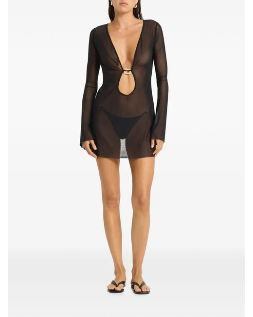 Bondeye Black Priya Ring-Detail Mini Dress