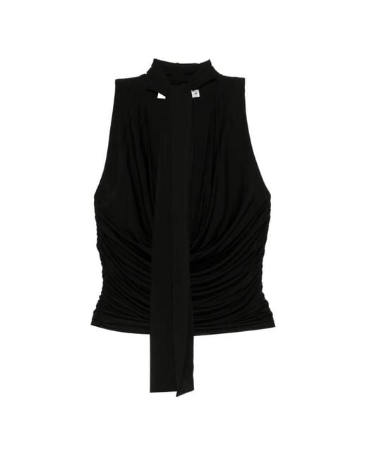 AYA MUSE Black Self-Tie Draped Top
