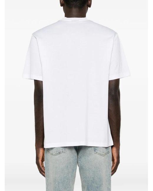 Gucci White Web-Stripe Logo-Print T-Shirt for men