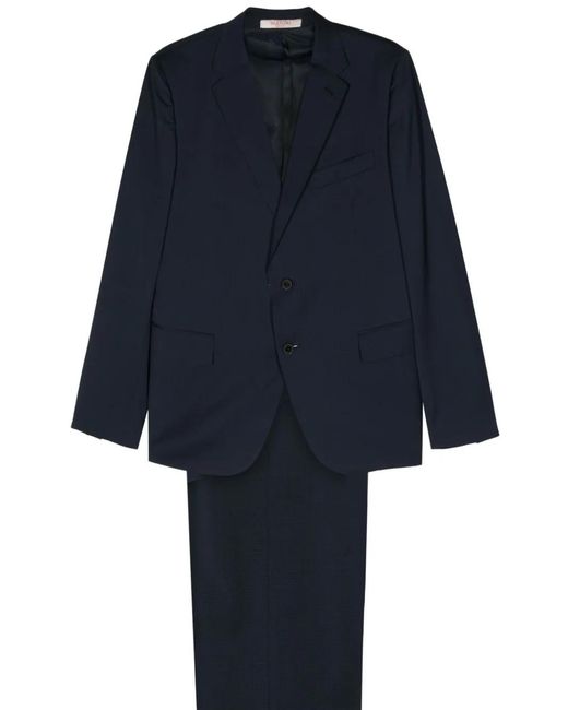 Valentino Garavani Blue Mini-Check Single-Breasted Suit for men