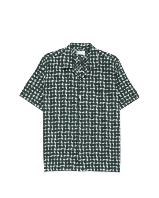 Universal Works Green Embroidered-Detail Short-Sleeve Shirt for men