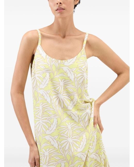 Woolrich Yellow Palm Tree-print Slip Dress
