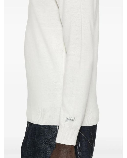 Woolrich White Wool Sweater for men