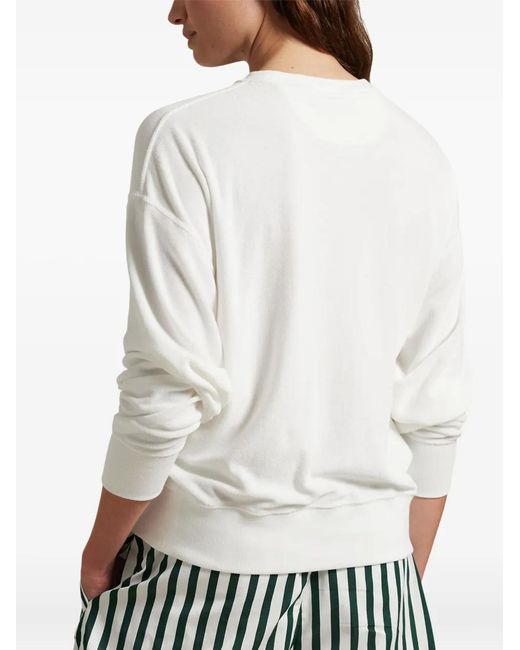 Polo Ralph Lauren White Logo-Embroidered Sweatshirt
