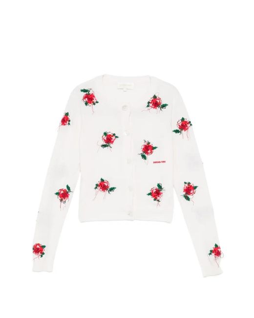 ShuShu/Tong White Floral-Embroidered Cardigan