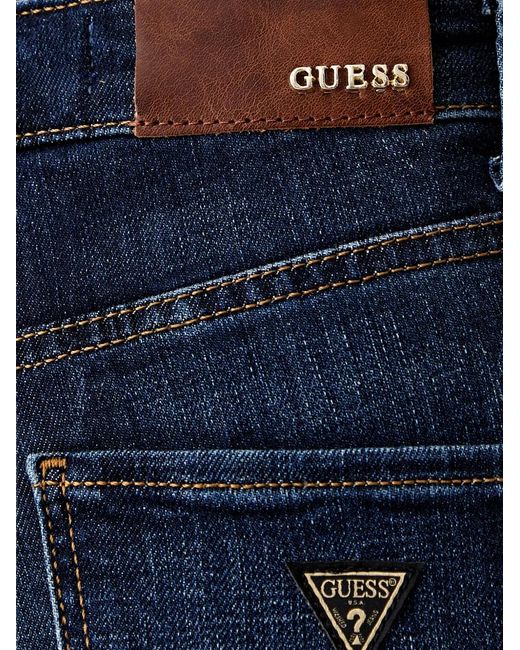 Guess Blue Logo-Plaque Straight-Leg Jeans