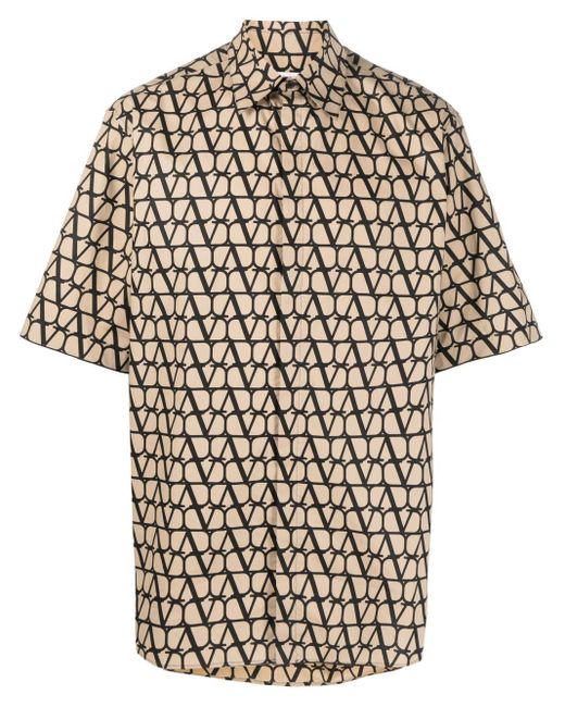 Monogram Printed Short-Sleeved Silk Shirt - Men - Ready-to-Wear