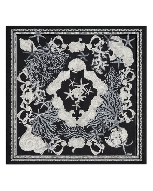 Versace Black Seidenschal mit Sterne-Print