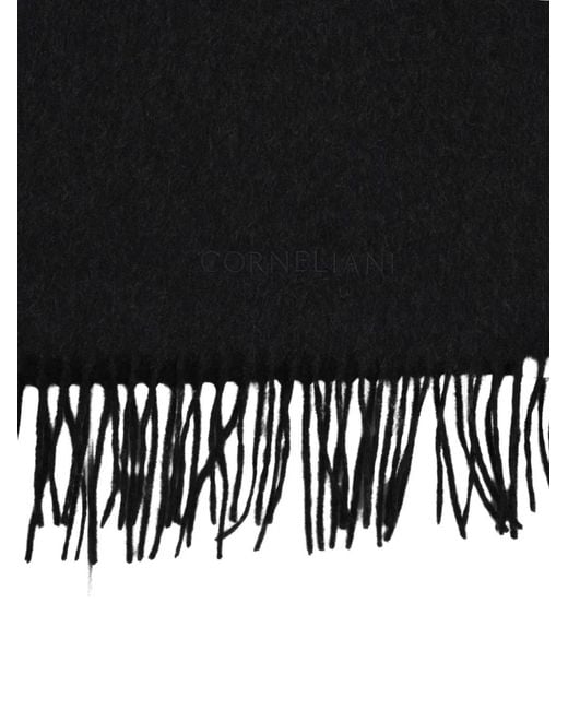 Corneliani Black Fringed Scarf for men