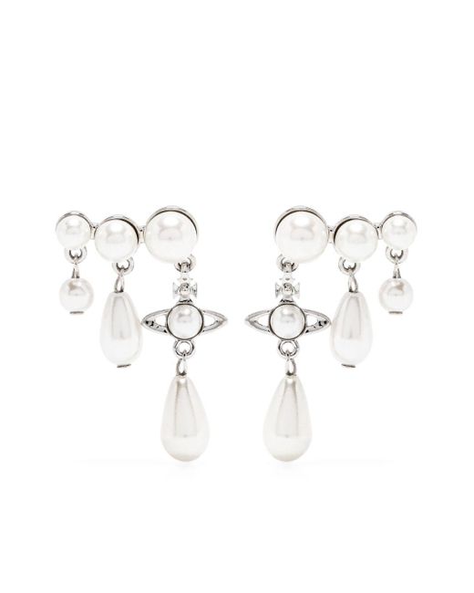 Vivienne Westwood White Marybeth Drop Earrings