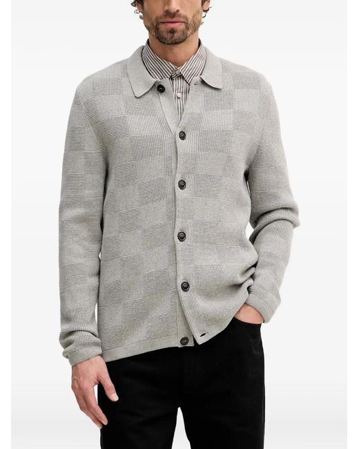 Barbour Gray Falton Check Button Cardigan for men