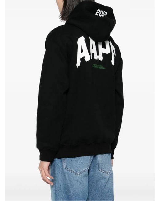 Aape By A Bathing Ape Black Logo-Print Hooded Jacket for men