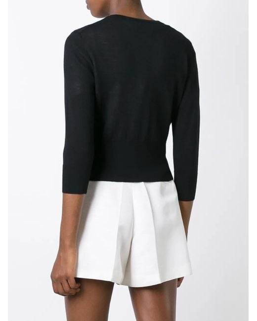 N.Peal Cashmere Black Superfine Cropped Cardigan