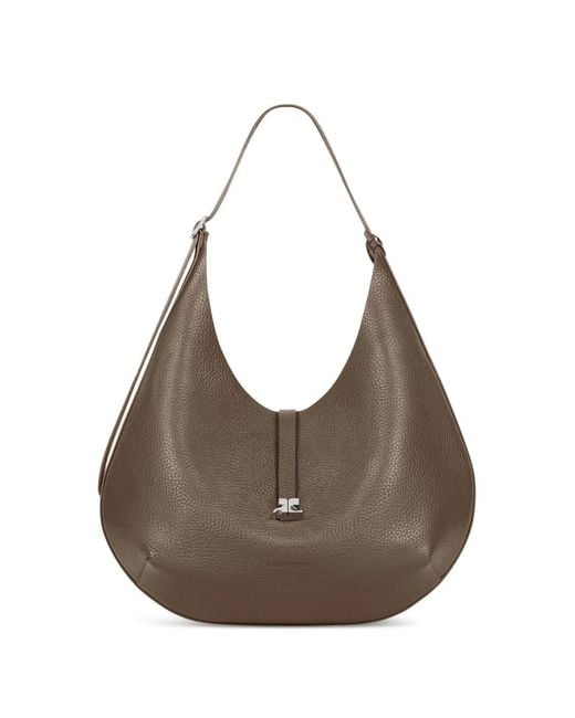 Courreges Gray Logo-Buckle Shoulder Bag