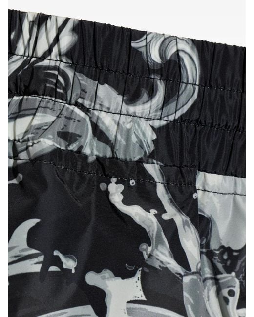 Versace Jeans Couture Black Print Drawstring Swim Shorts for men