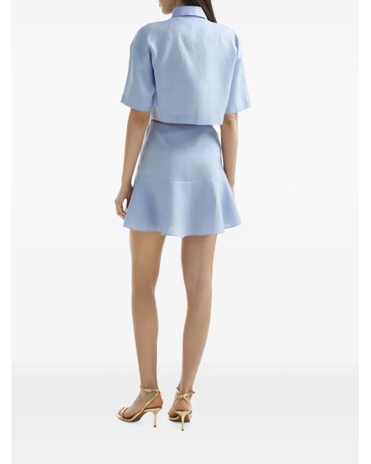 Mia Peculiar Blue Short-Sleeves Cropped Shirt