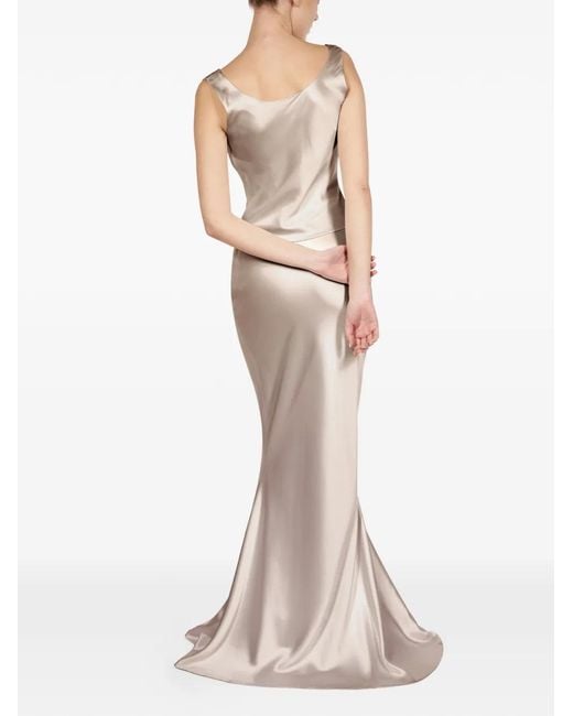 ALEXIA & ANTONIA Natural Bias-Cut Silk Maxi Skirt