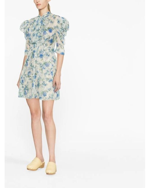 Philosophy Di Lorenzo Serafini Blue Kleid Mit Blumen-Print