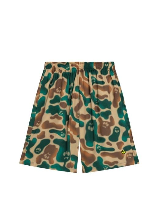 Barrow Green Camouflage Drawstring Shorts for men