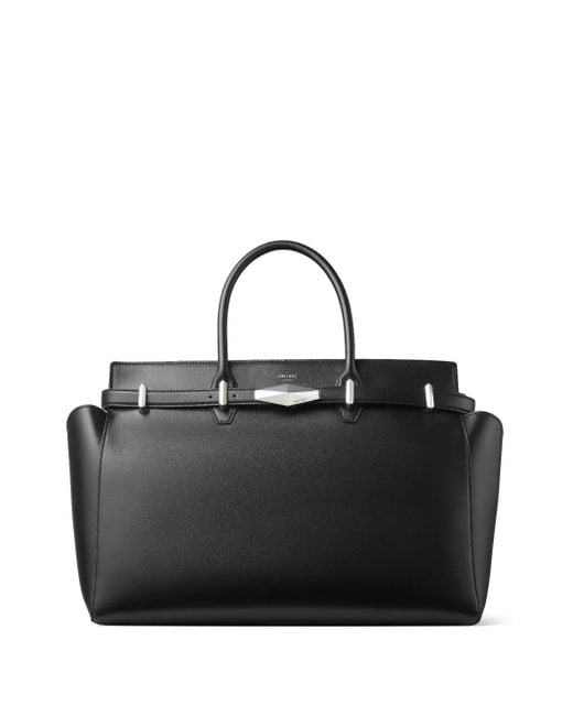 Jimmy Choo Black Medium Diamond Belted Tote Bag