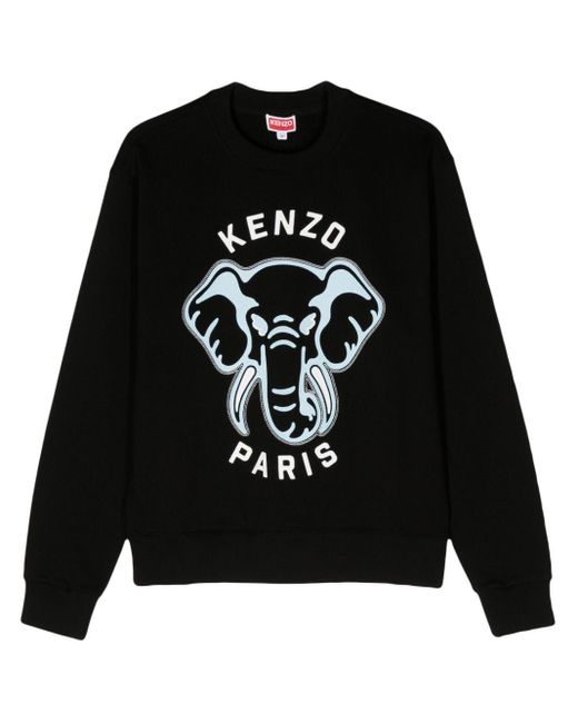 KENZO Black Elephant Cotton Sweatshirt for men