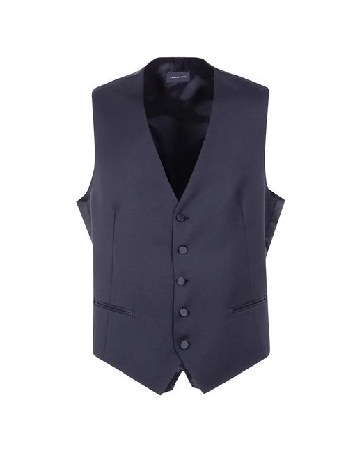 Tagliatore Blue Single-Breasted Waistcoat for men