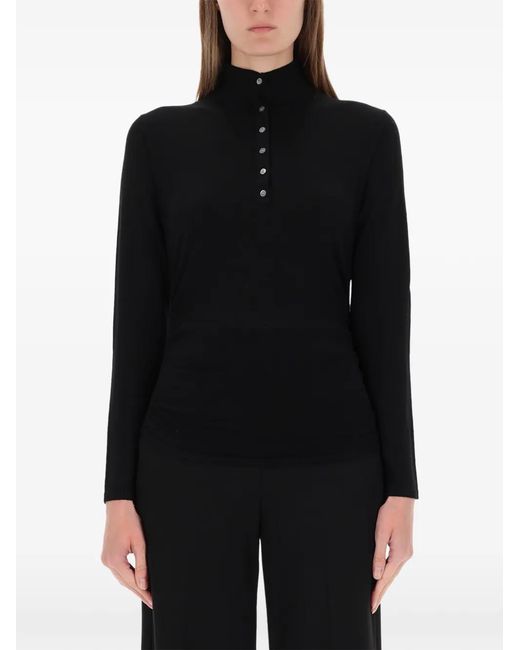 Theory Black Buttoned Turtleneck Sweater