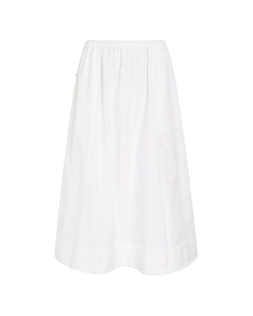 Vince White Scallop Elasticated-Waistband Scalloped-Hem Midi Skirt