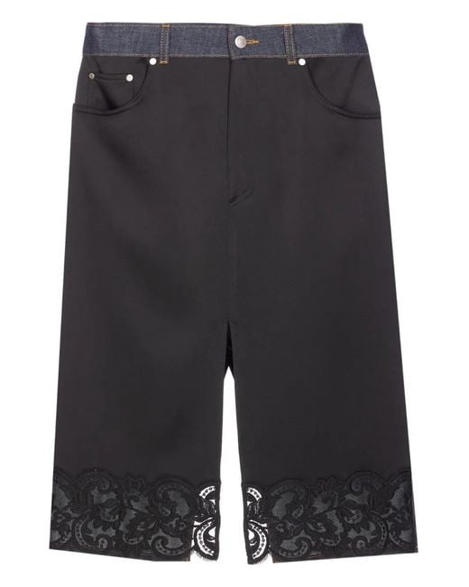 Stella McCartney Gray Lace-Trim Midi Skirt