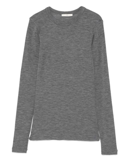 Rohe Wollen T-Shirt Met Lange Mouwen in het Gray
