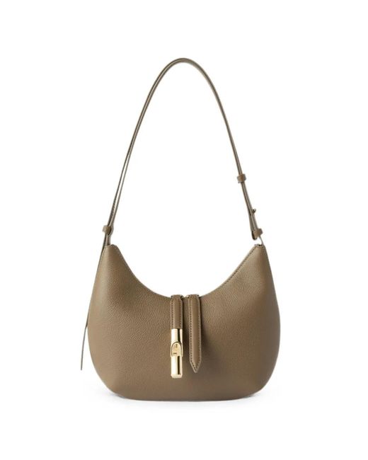 Furla White Goccia Grained Leather Shoulder Bag