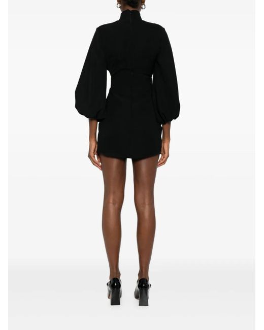 Vestiaire d'un Oiseau Libre Eve Mini-Jurk Met Hoge Hals En Ballonmouwen in het Black