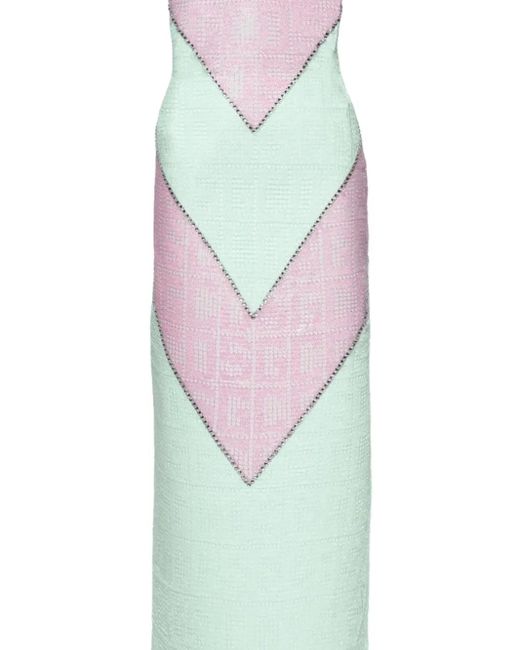 Gcds White Monogram Macramé Midi Dress