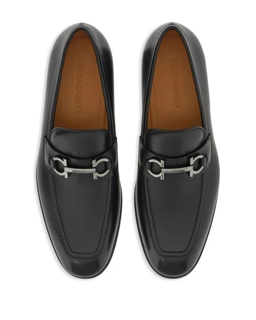Ferragamo Black Foster Classic Leather Loafers for men