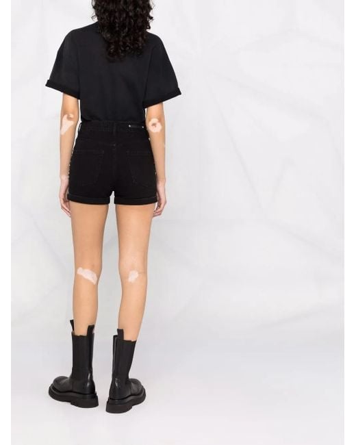 Philipp Plein Black Stones Denim Hot Pants