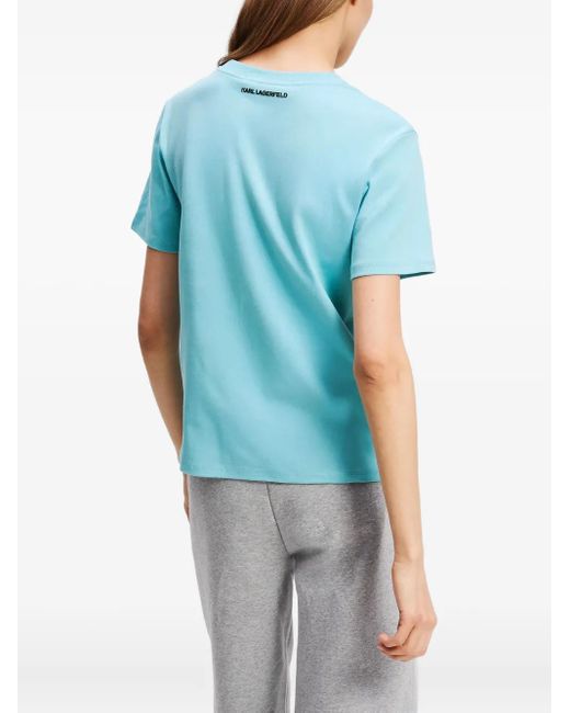 Karl Lagerfeld Blue Ikon Karl And Choupette Graphic-Print T-Shirt