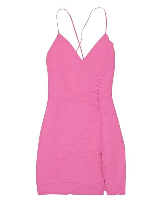 CALLIPYGIAN Pink V-Neck Midi Dress