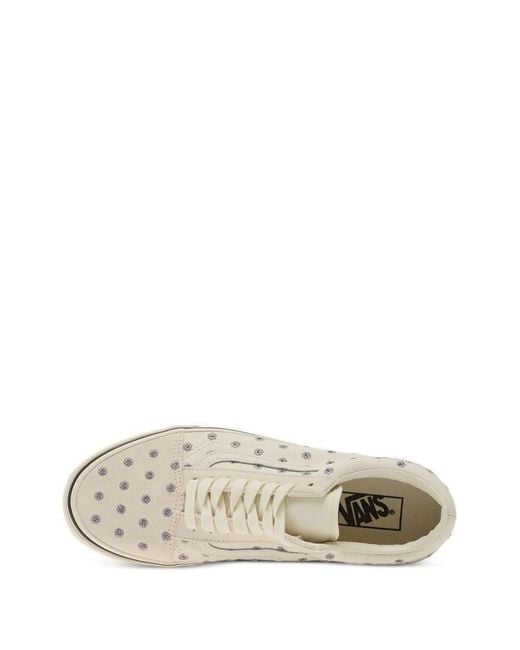 Vans White Floral-Embroidered Old Skool Sneakers