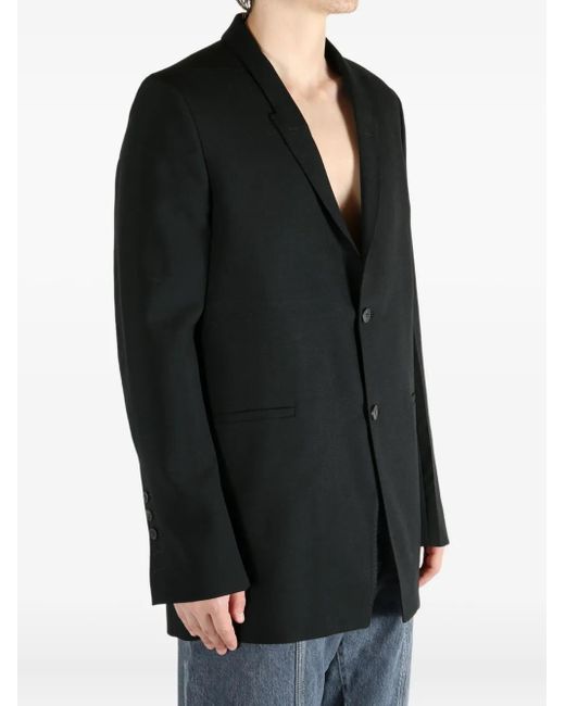Rick Owens Black Three-Button Back-Strap Jacket for men