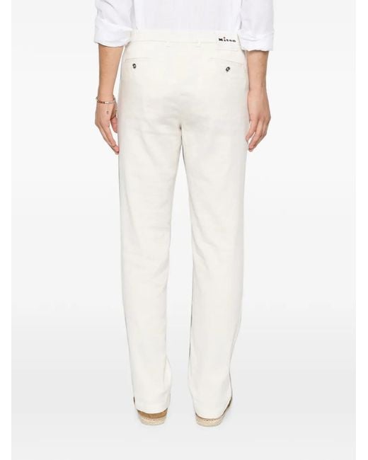 Kiton White Logo-Patch Button-Fastening Trousers for men