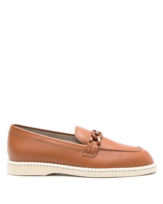 Hogan Brown Flat Shoes
