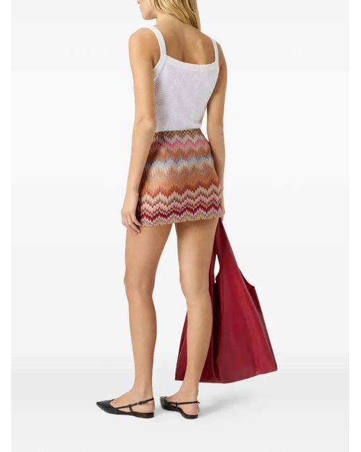 Missoni Pink Patch-Pocket Zigzag-Pattern Mini Skirt