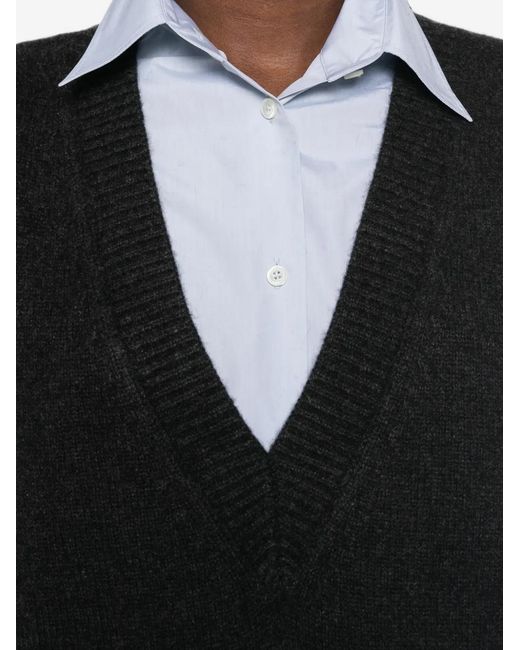 LAMRONS Black V-Neck Flap-Pocket Vest