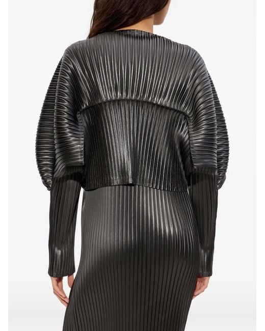 Issey Miyake Black Buttoned Pleated Top