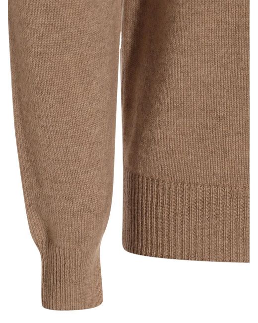 Malo Brown Mock-Neck Ribbed Sweater for men