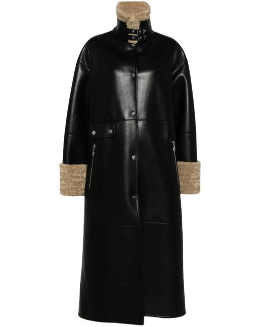 Manteau À Liserés En Peau Lainée Nanushka en coloris Black